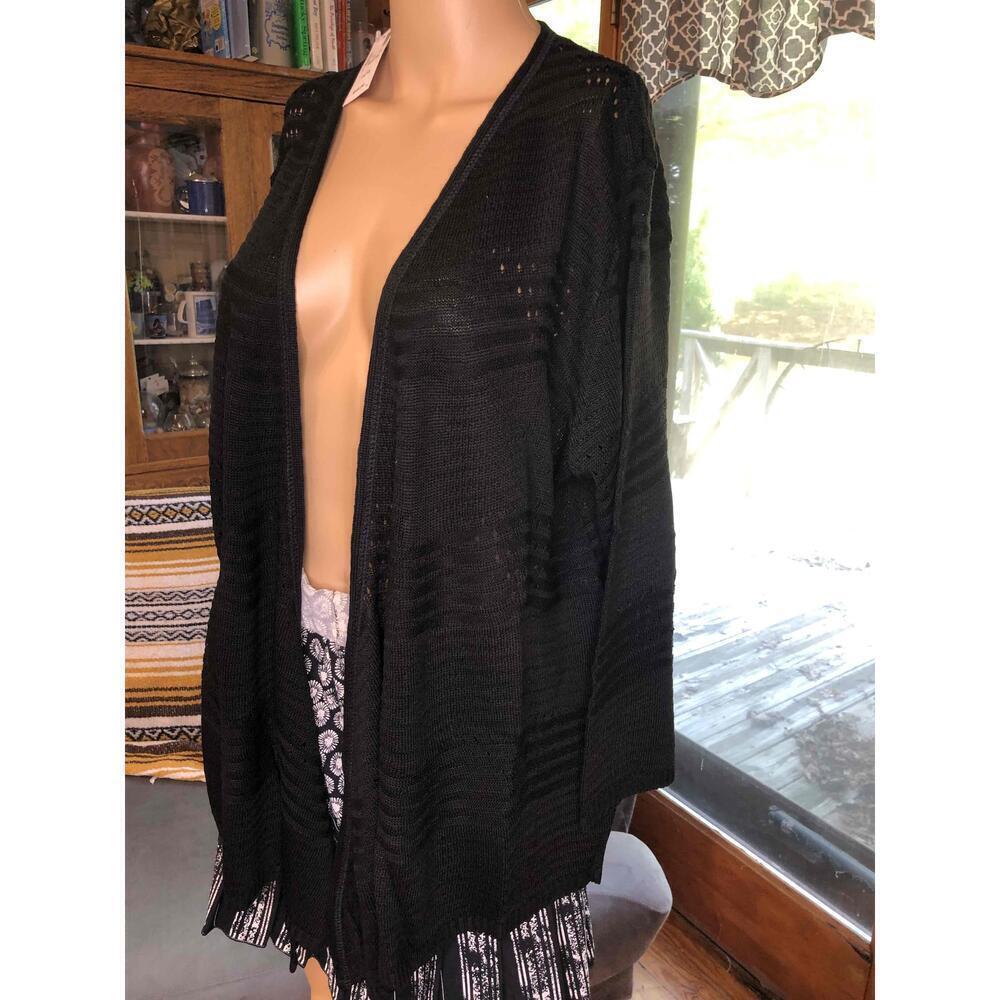 NWT Avenue Black Knit Cardigan Open Front Womens 14/16